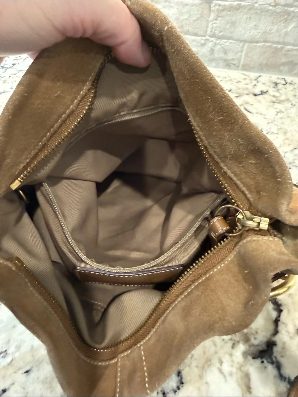 Coach EUC Vintage Tan Suede Soho Shoulder Bag w/Leather Trim